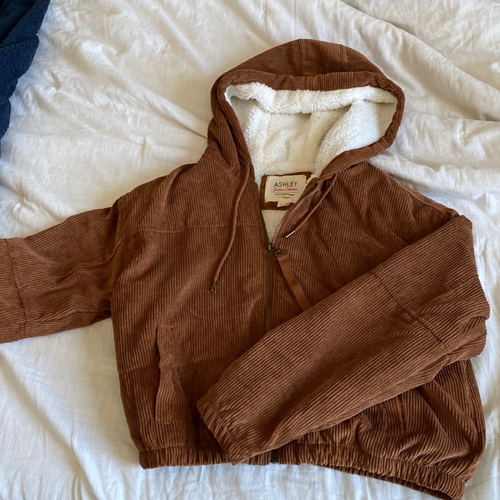 Cropped Corduroy Zip Up